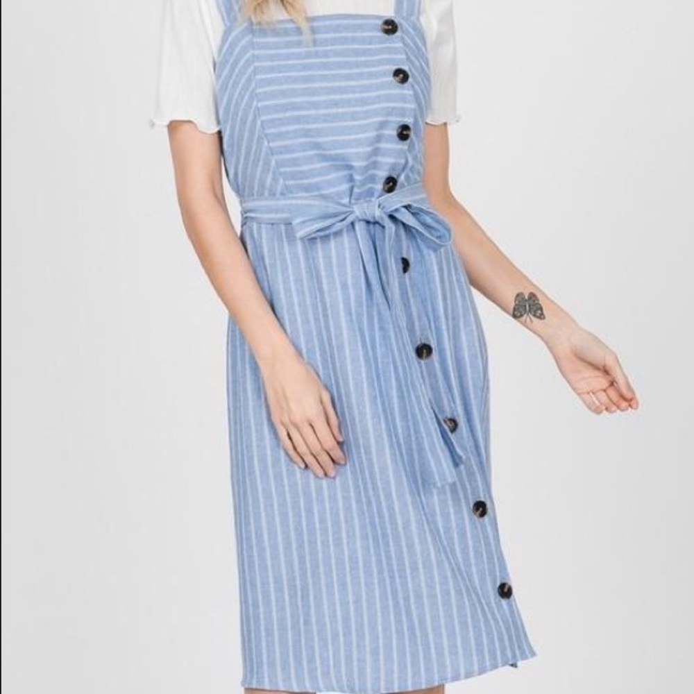 Blue striped midi dress